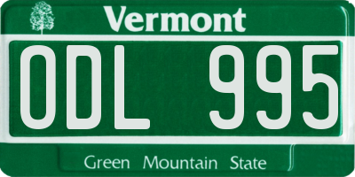 VT license plate ODL995