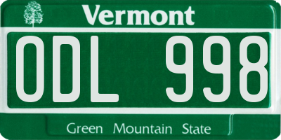 VT license plate ODL998