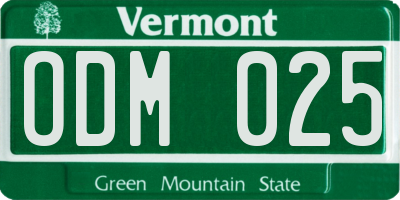 VT license plate ODM025