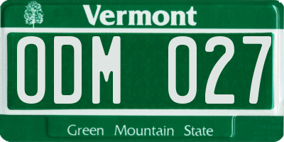 VT license plate ODM027