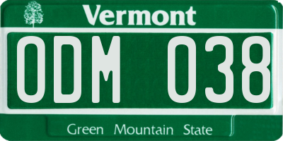 VT license plate ODM038