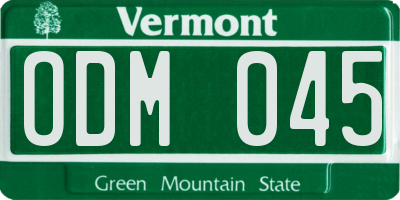 VT license plate ODM045