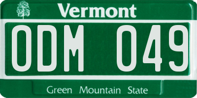 VT license plate ODM049