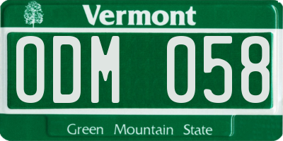 VT license plate ODM058