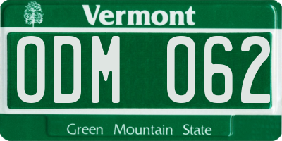 VT license plate ODM062