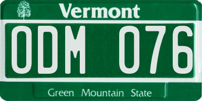 VT license plate ODM076
