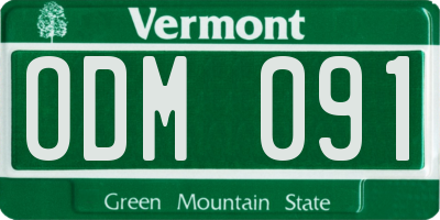 VT license plate ODM091
