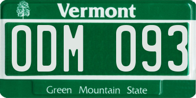 VT license plate ODM093