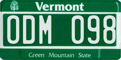 VT license plate ODM098
