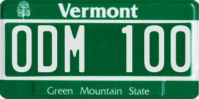 VT license plate ODM100