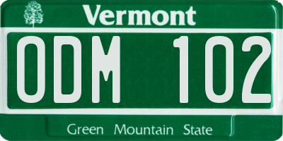 VT license plate ODM102