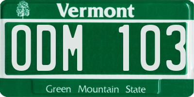 VT license plate ODM103
