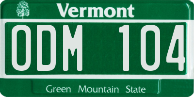 VT license plate ODM104