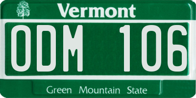 VT license plate ODM106