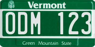 VT license plate ODM123