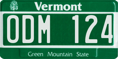 VT license plate ODM124