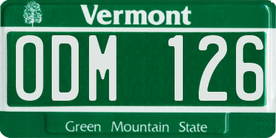 VT license plate ODM126