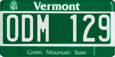 VT license plate ODM129