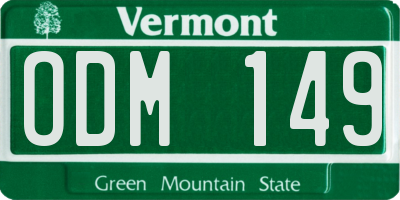 VT license plate ODM149