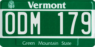 VT license plate ODM179