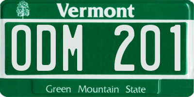 VT license plate ODM201