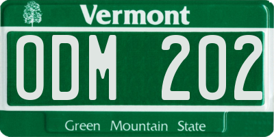 VT license plate ODM202