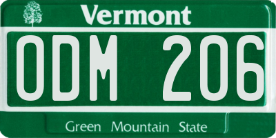 VT license plate ODM206