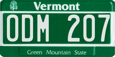 VT license plate ODM207