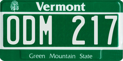 VT license plate ODM217