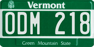 VT license plate ODM218