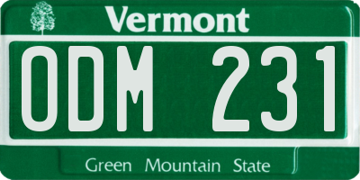 VT license plate ODM231
