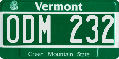 VT license plate ODM232