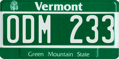 VT license plate ODM233