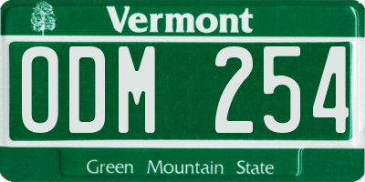 VT license plate ODM254