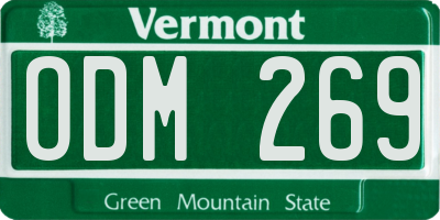 VT license plate ODM269