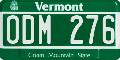 VT license plate ODM276