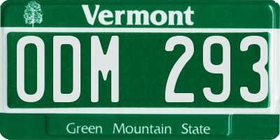 VT license plate ODM293