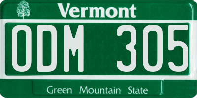 VT license plate ODM305