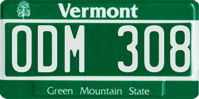VT license plate ODM308