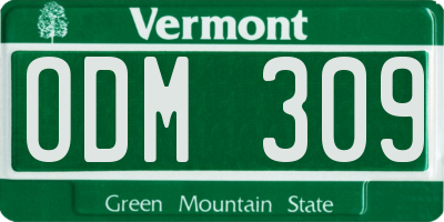 VT license plate ODM309