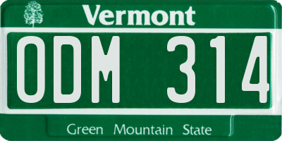 VT license plate ODM314