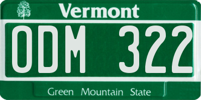VT license plate ODM322