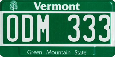 VT license plate ODM333
