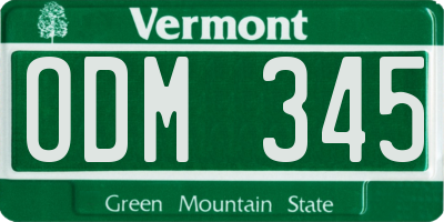 VT license plate ODM345