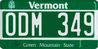 VT license plate ODM349