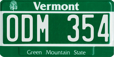 VT license plate ODM354
