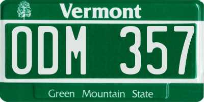 VT license plate ODM357