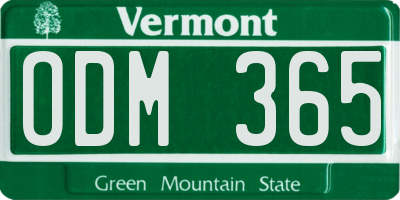 VT license plate ODM365
