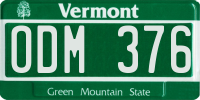 VT license plate ODM376