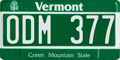VT license plate ODM377